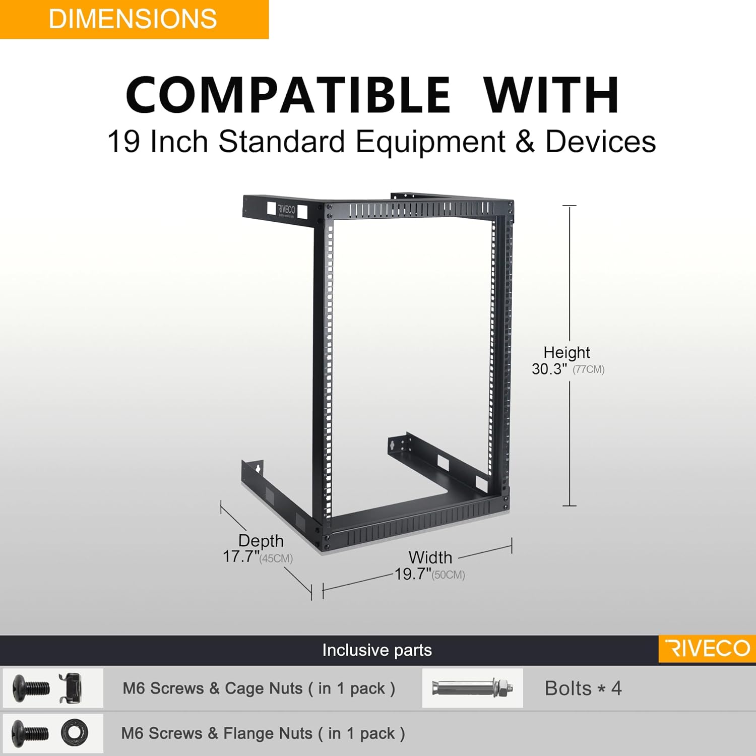 15U Wall Mount Open Frame Network Rack 19 Inch