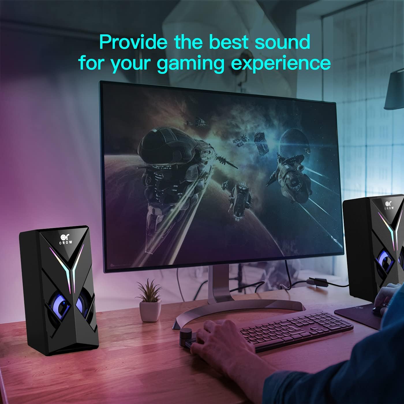 RGB Computer Speakers 10W Desktop Gaming Speakers AUX LED