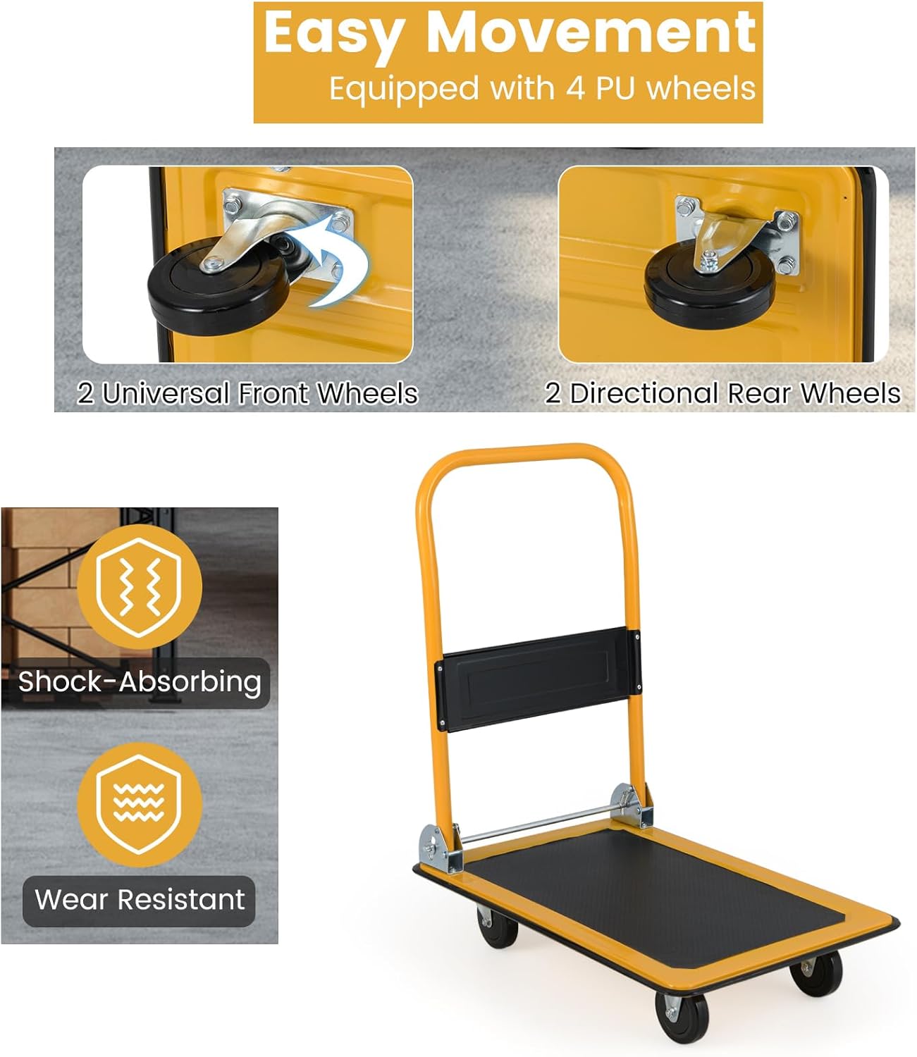 150KG Folding Platform Trolley Flatbed Push Cart Dolly
