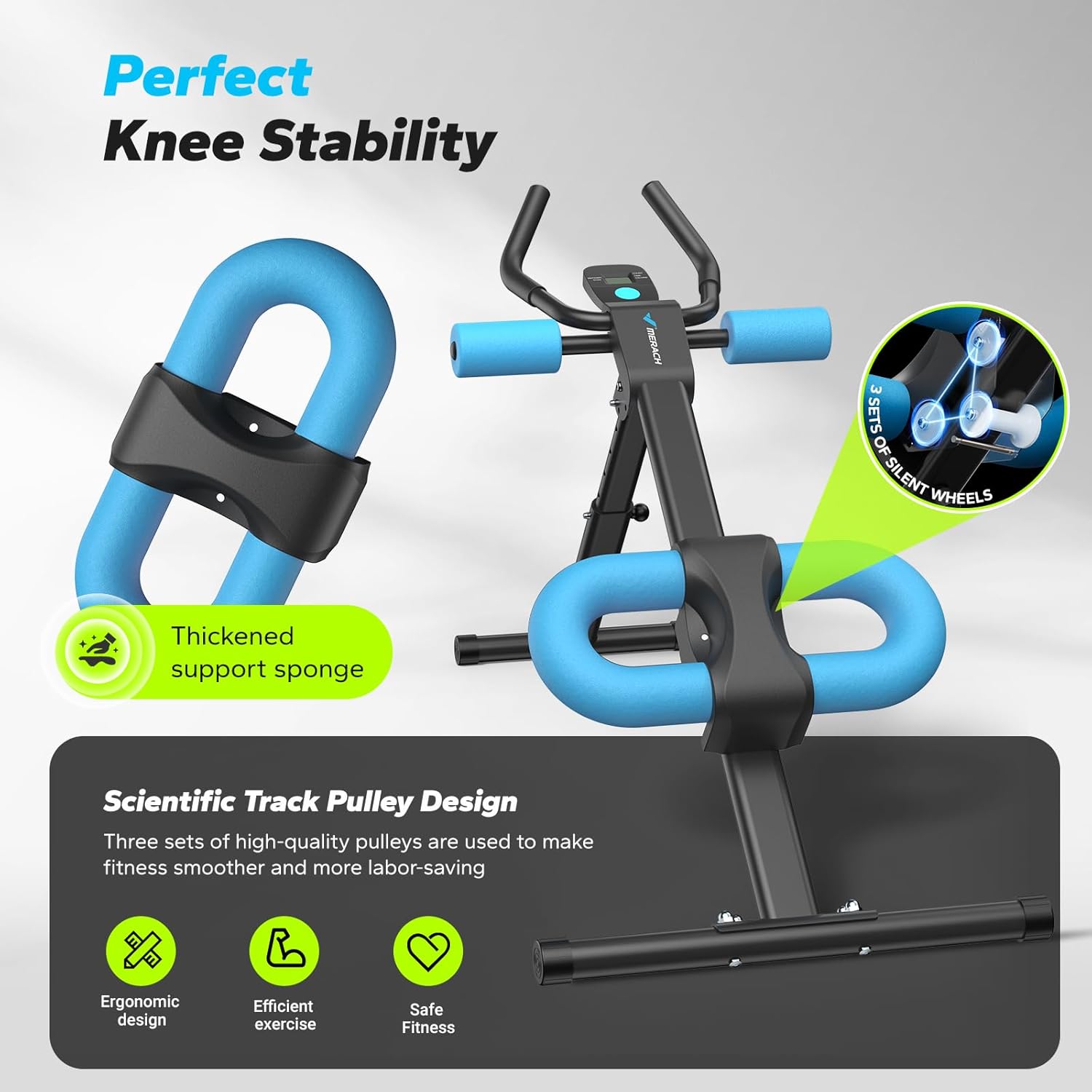 Adjustable Ab Machine Foldable Core Trainer Home Gym Workout w/ LCD