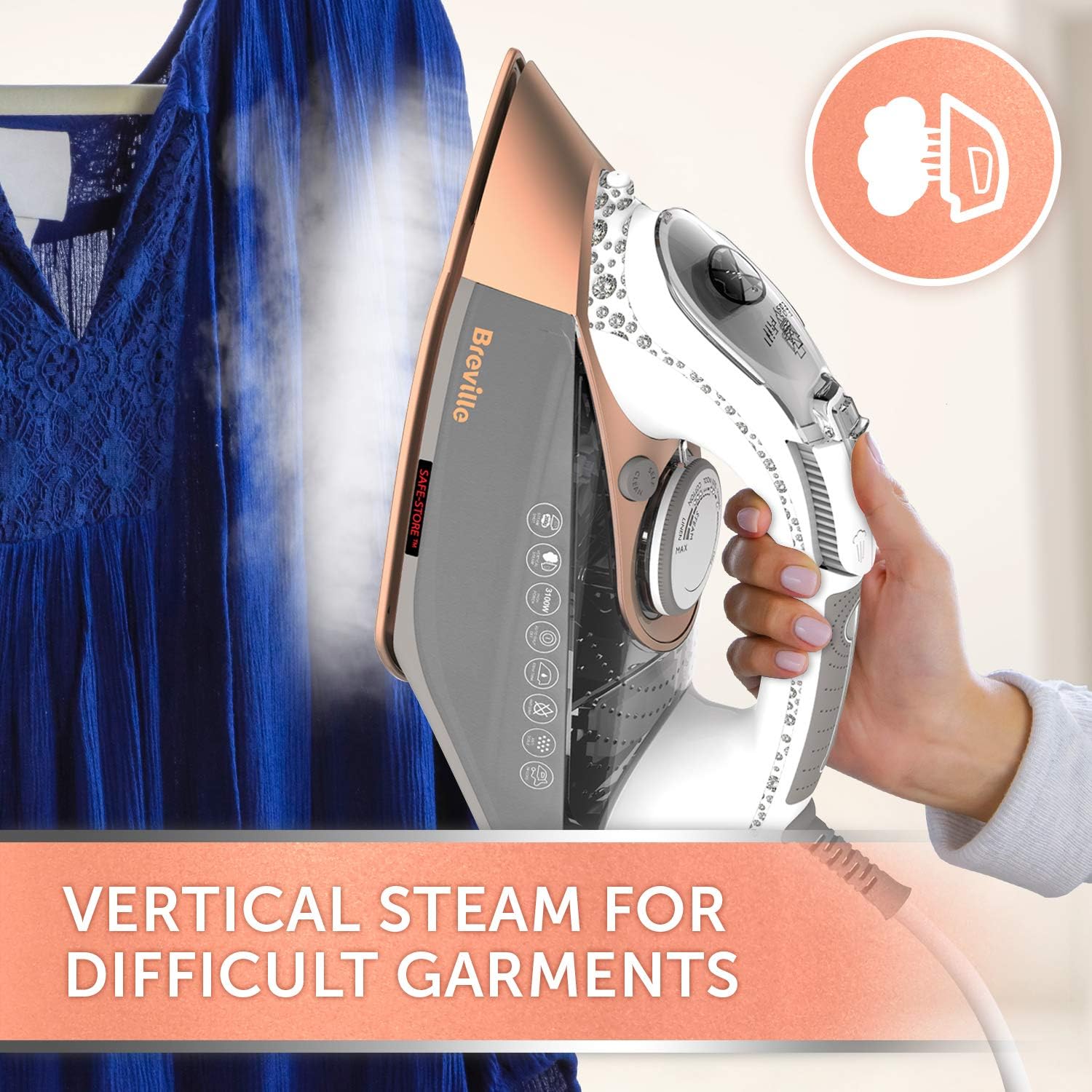 3100W Steam Iron Diamond Ceramic Soleplate 200g Steam Shot