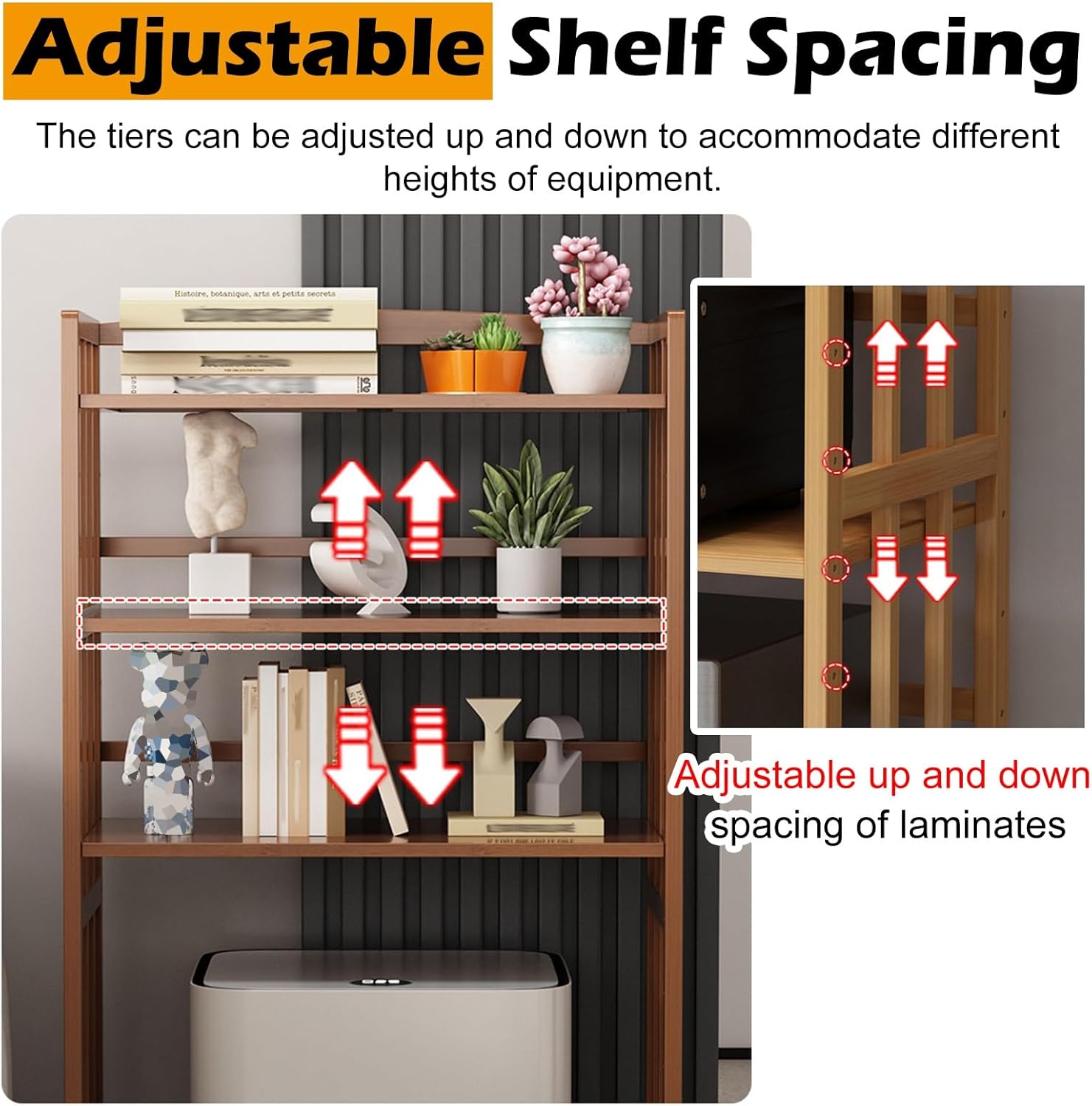 Wide Robot Vacuum Storage Shelf Mobile Cabinet Adjustable 4 Tier Stand