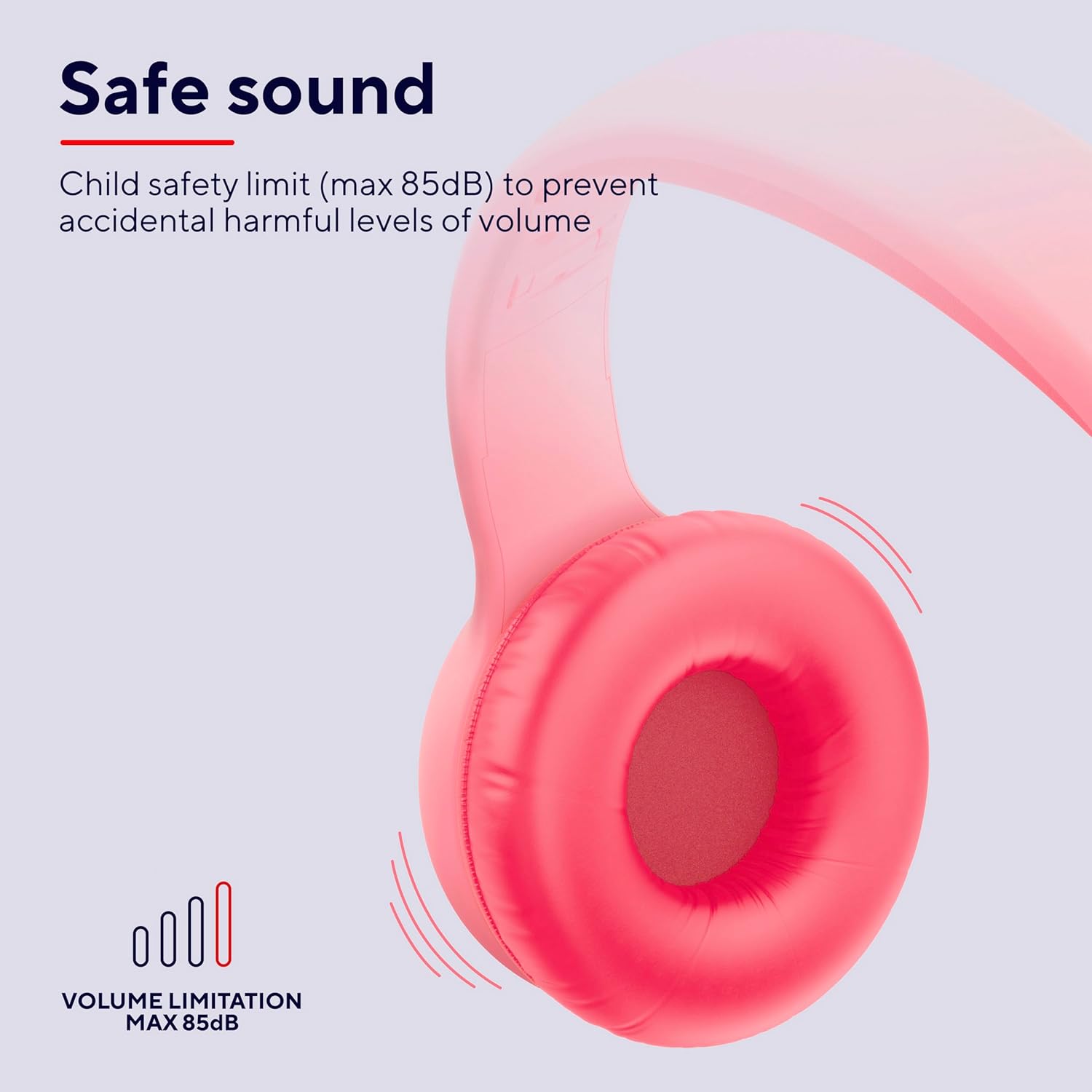 Kids Wired Headphones 85dB Volume Limit Foldable Mic Pink