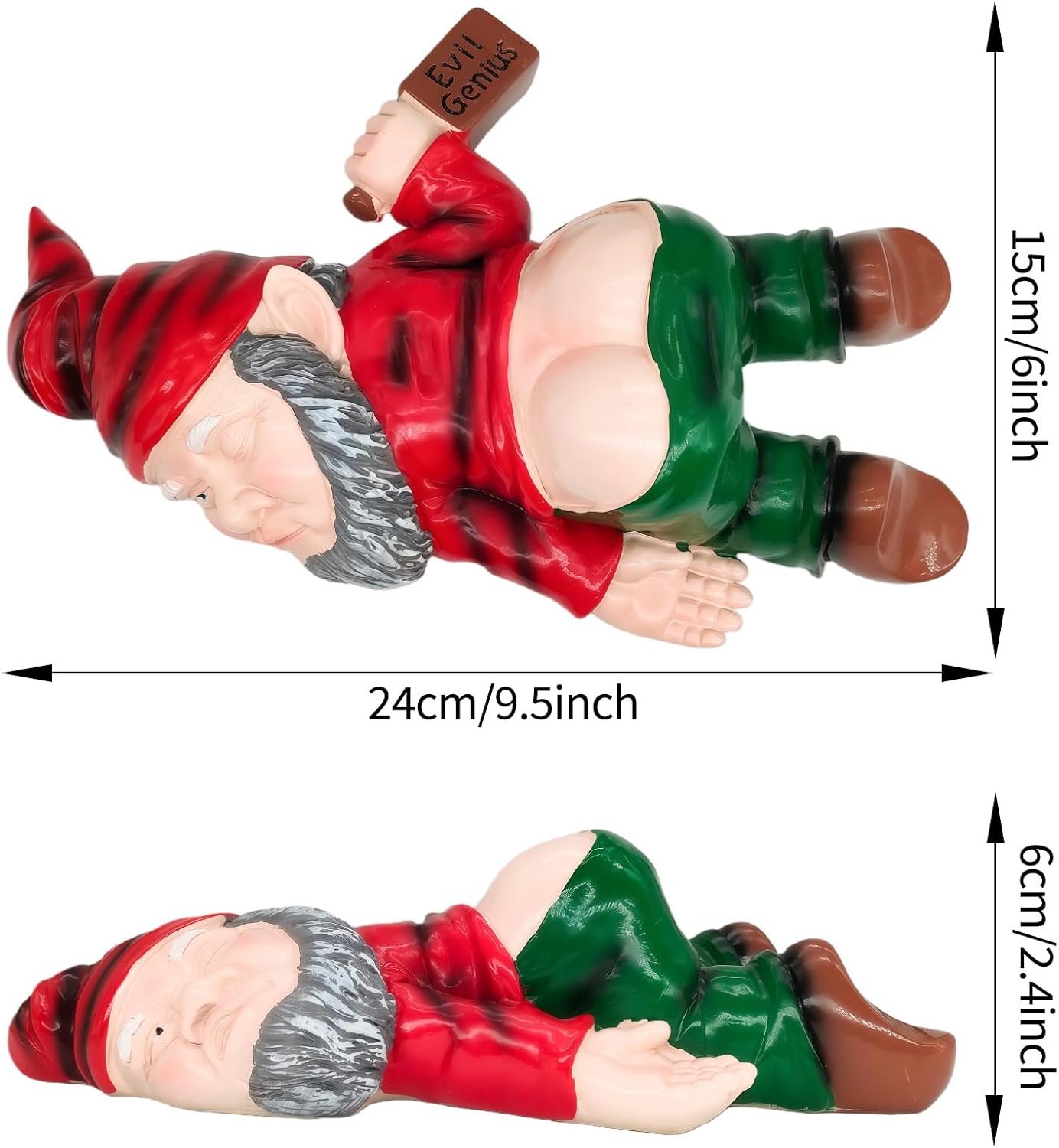 Funny Drunk Garden Gnome 24cm Resin Outdoor Lawn Decor