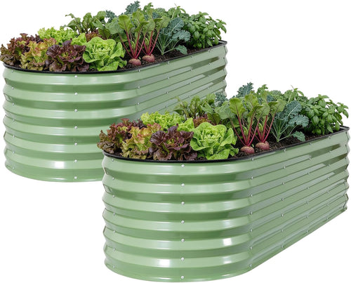 Set of 2 Raised Garden Beds Galvanised Steel 180x60x43cm Large Planter