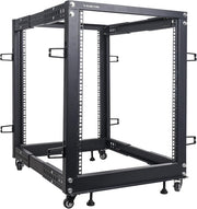 15U Adjustable 4 Post IT & Network Rack with Wheels