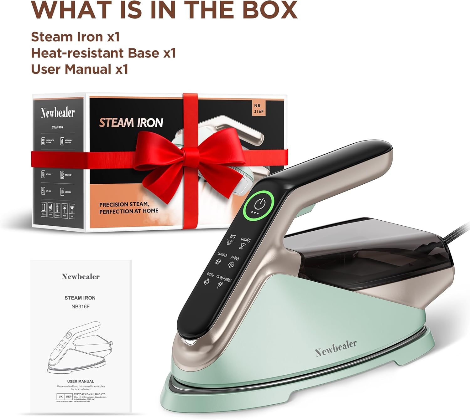 Turbo Steam Iron 2400W 200g Boost Detachable Water Tank