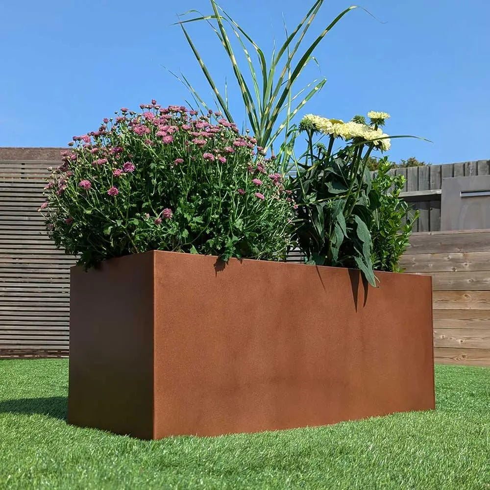 Large Copper Metal Trough Planter Rustproof Garden Box 100x40x40cm