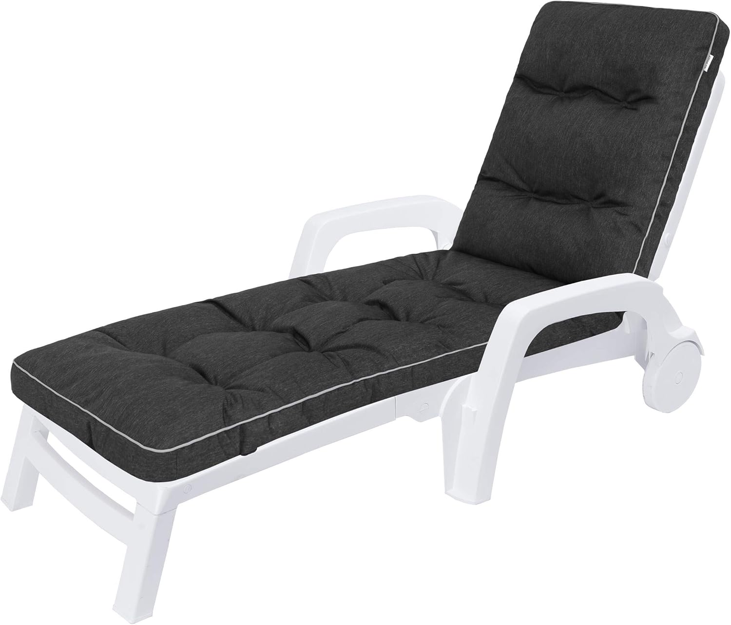 Sun Lounger Cushion Pad 201x55cm 8cm Thick Black