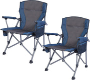 Set of 2 Oversized Folding Camping Chairs 200kg Navy