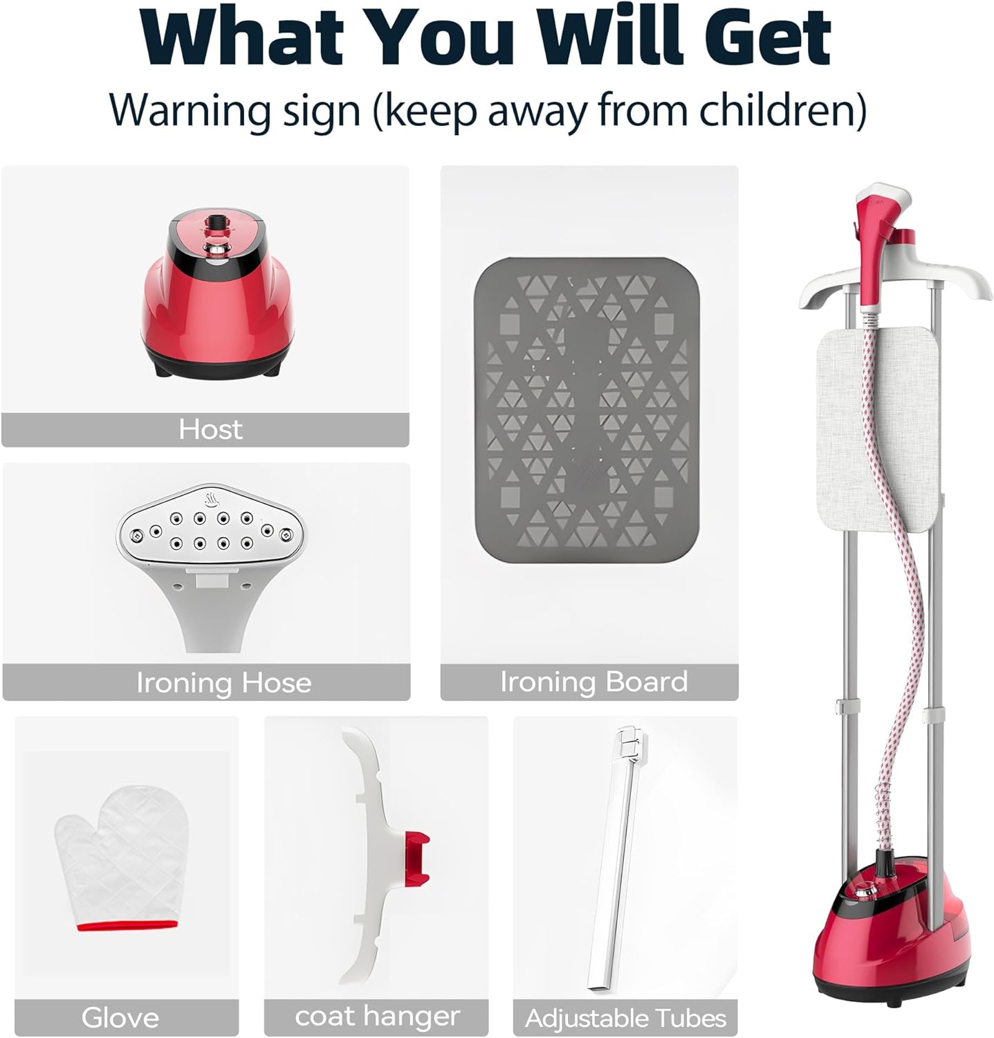 Upright Garment Steamer 2000W 2L Tank 10 Modes 30s Heat