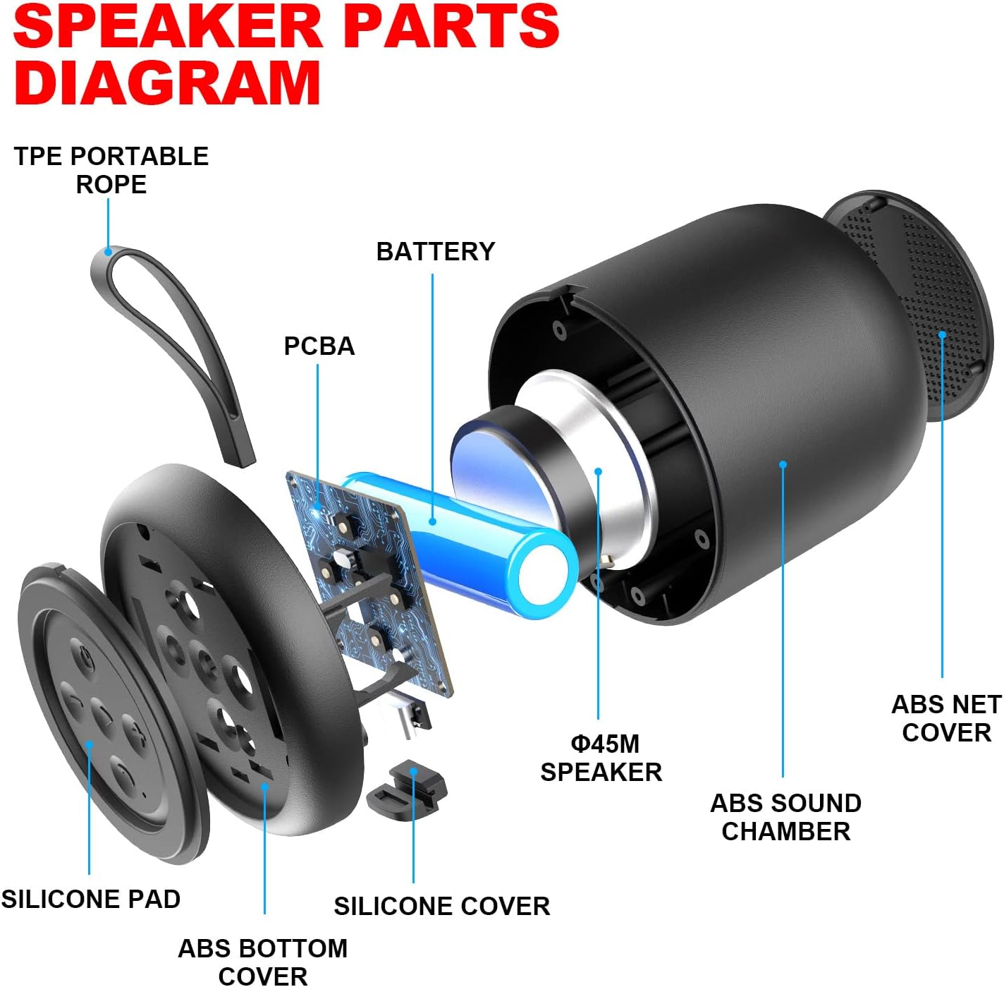 Mini Portable Bluetooth Speaker Waterproof IPX4 24H Stereo