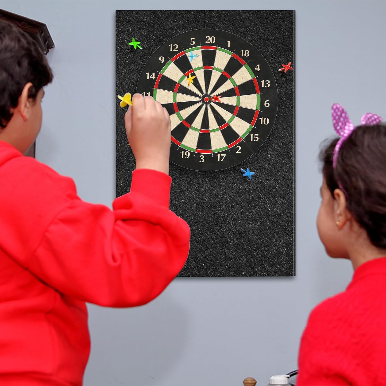 Dartboard Wall Protector Felt Tiles 6 Pack Self Adhesive Black