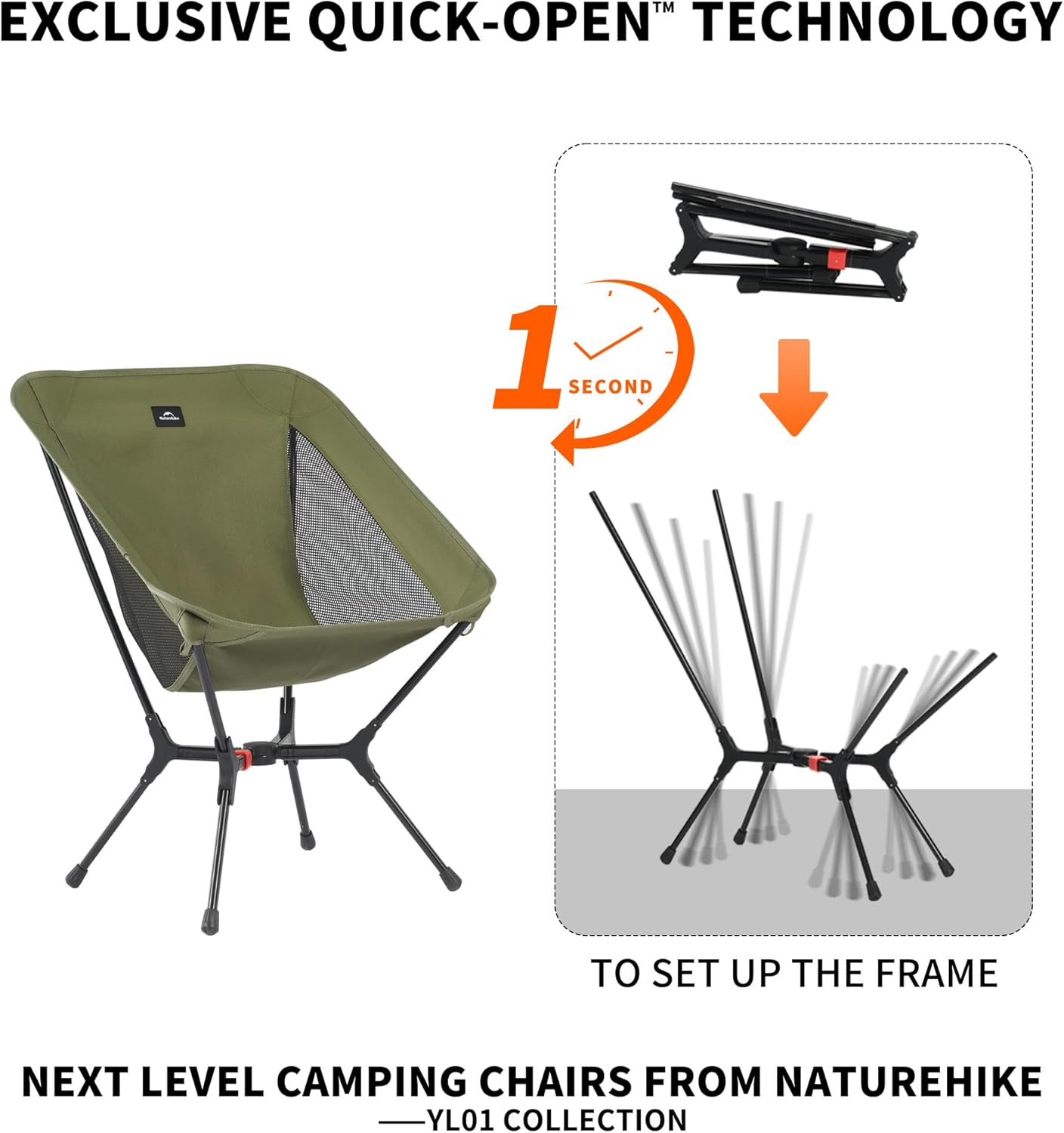 Lightweight Camping Chair Compact Folding Seat Green
