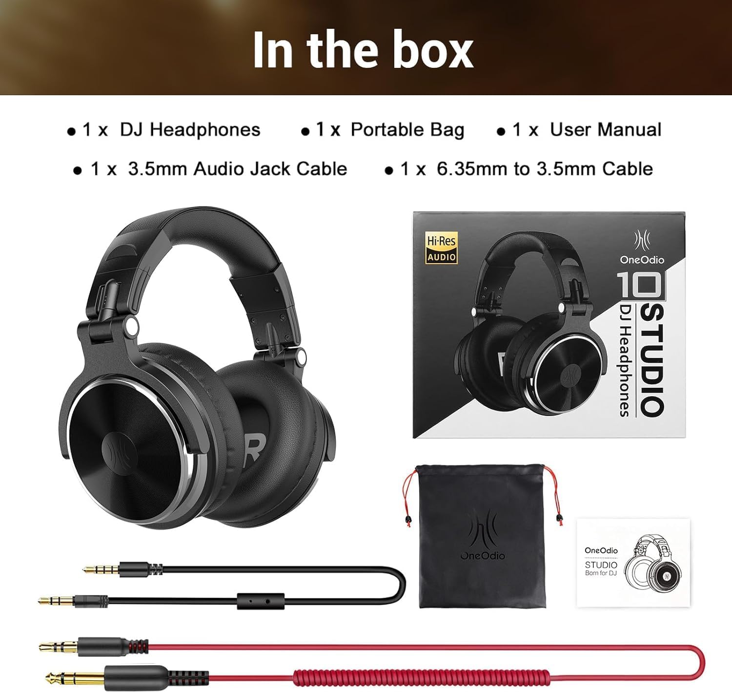 Wired Over Ear Studio Headphones 50mm Driver Foldable DJ Monitor