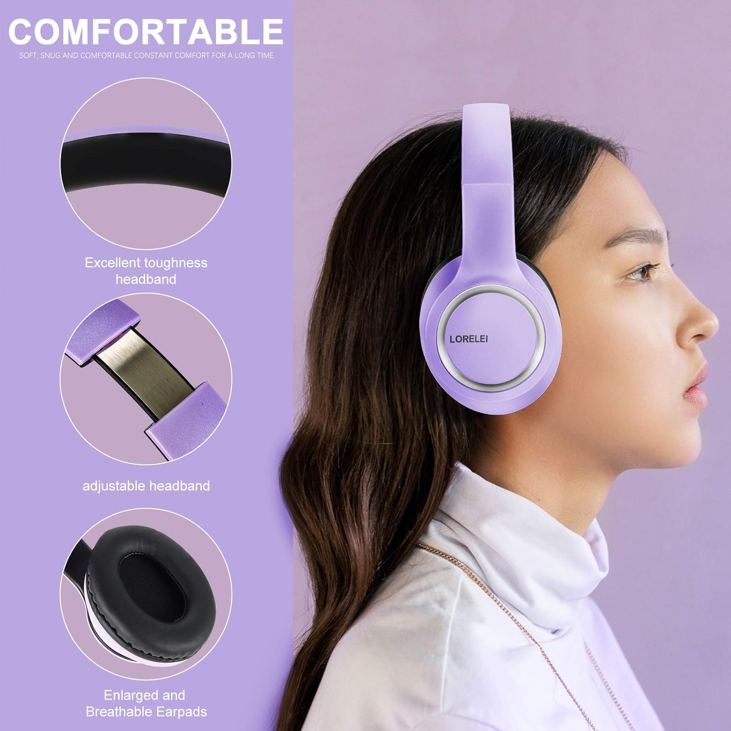Wired Over Ear Headphones Mic Foldable 3.5mm Stereo Headset