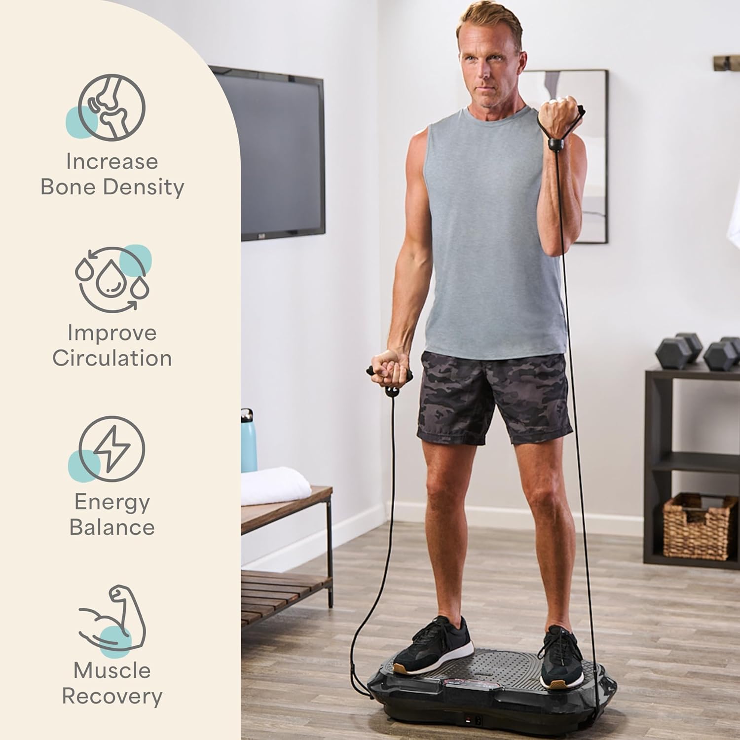 Vibration Plate Exercise Machine 99 Speed Fitness Platform Bands