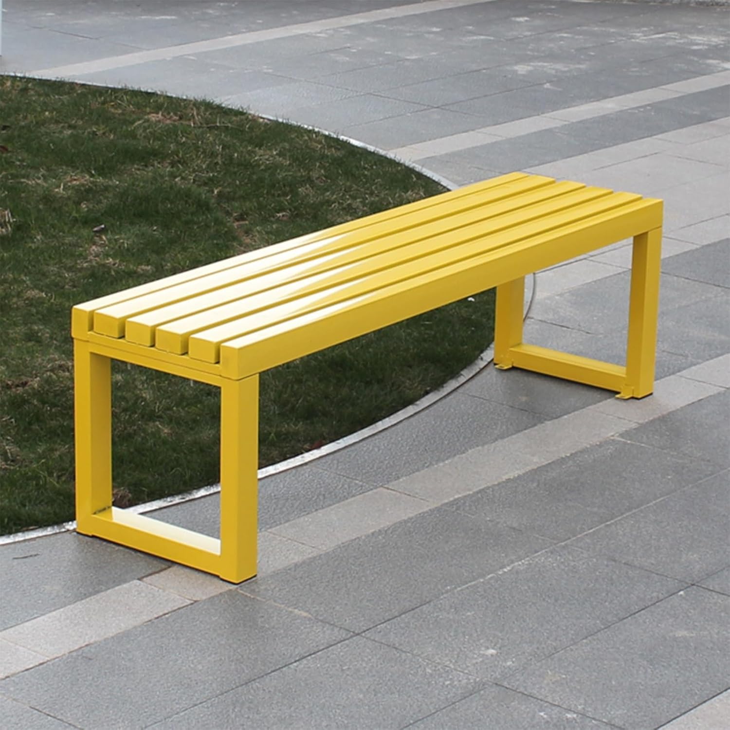 3 Seater Metal Garden Bench 150cm Backless Outdoor Patio Seat