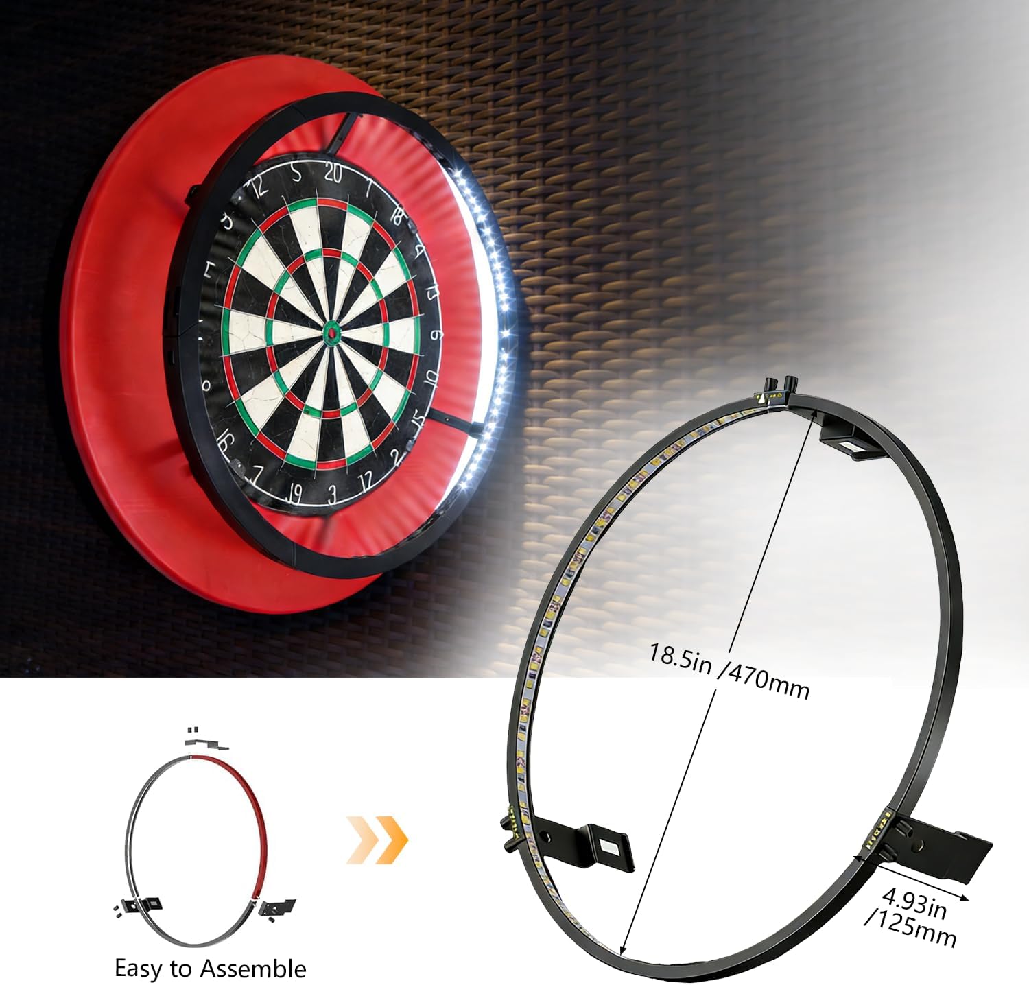 Dartboard LED Light 360 Ring Shadow Free Easy Install USB