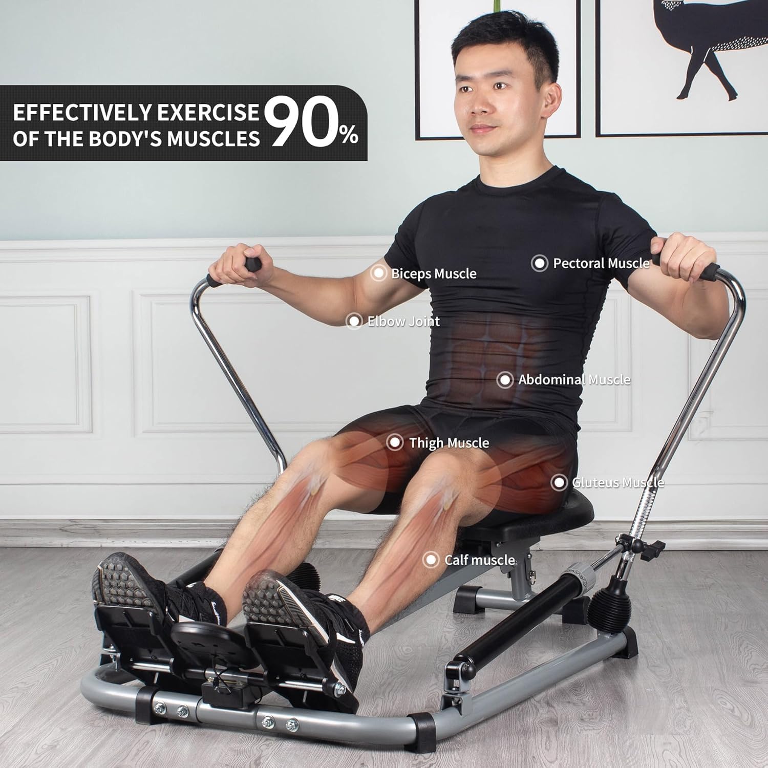 Foldable Rowing Machine Hydraulic Rower LCD Home Cardio Trainer