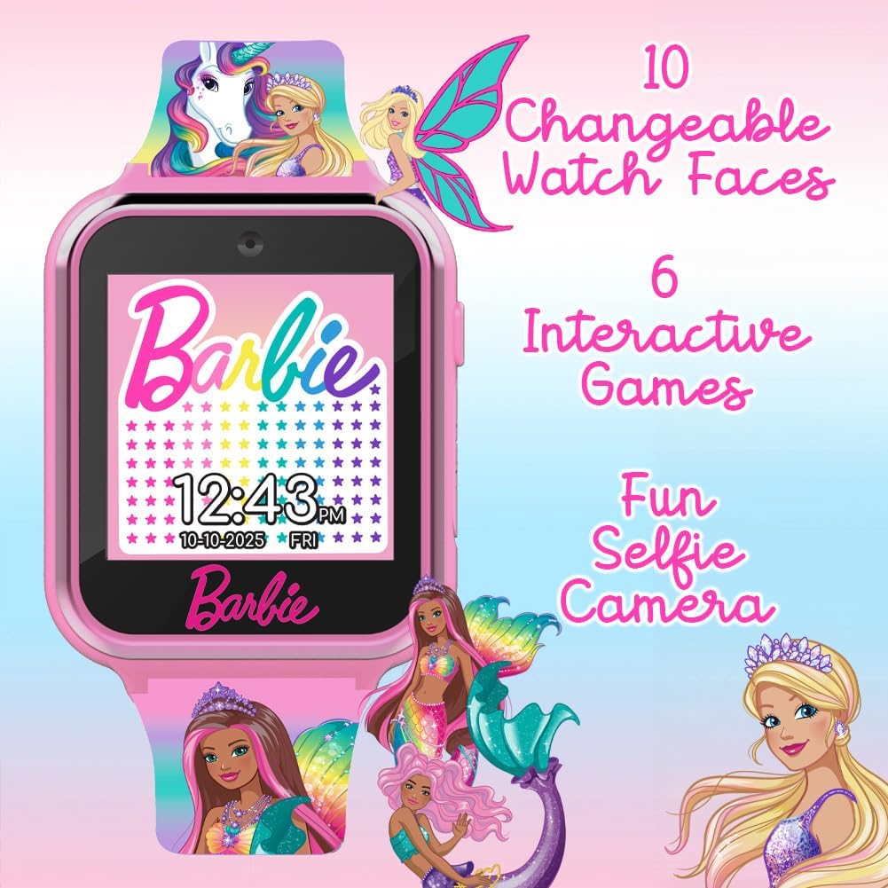 Kids Pink Smart Watch Camera Games Unicorn Mermaid