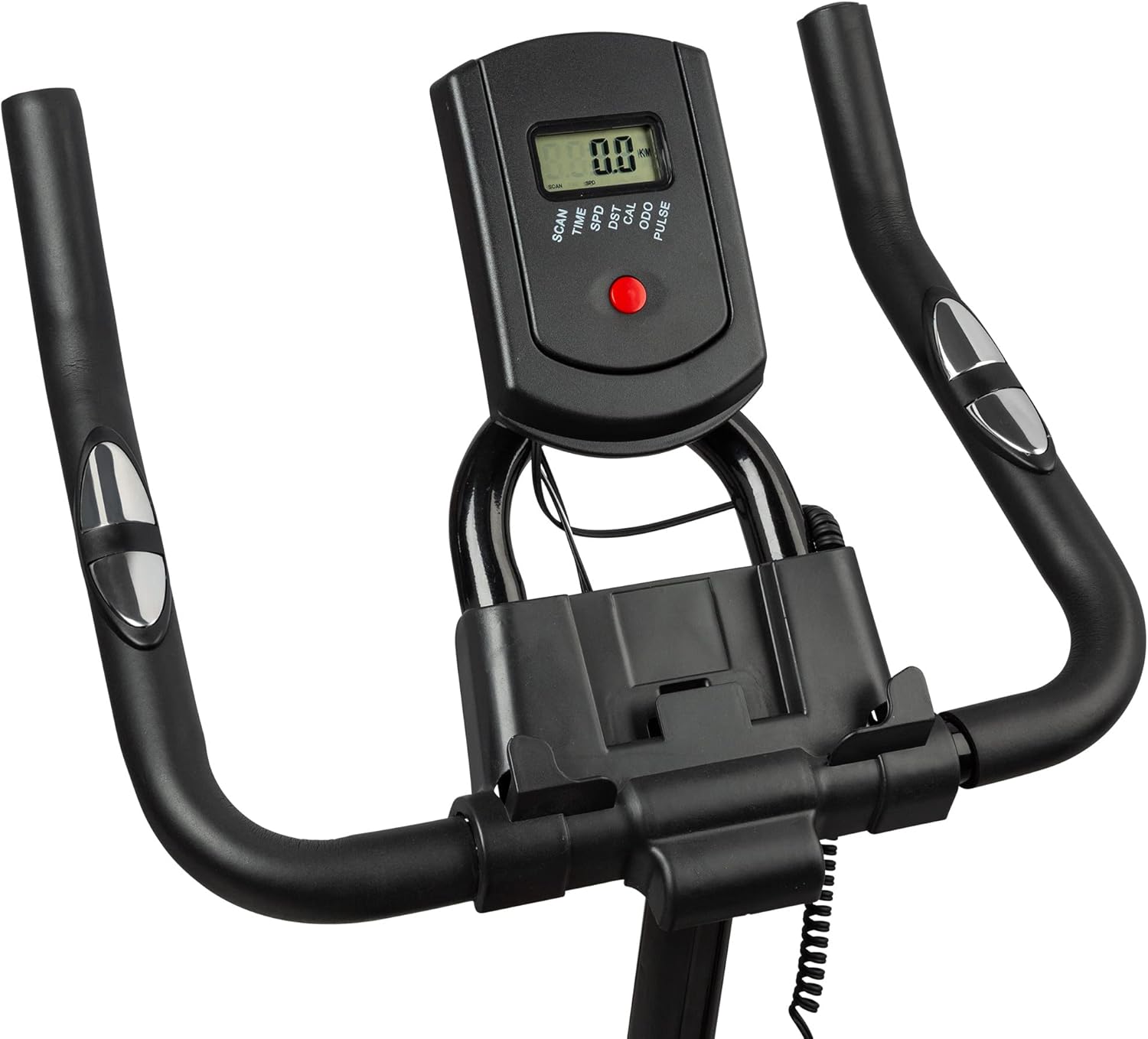 Indoor Exercise Bike Cardio Trainer w/ LCD Monitor Adjustable Seat
