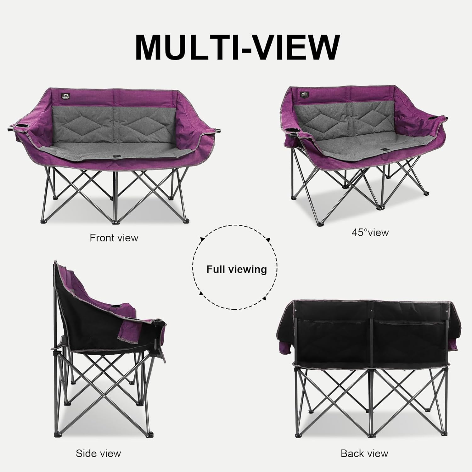 Purple Double Folding Loveseat Camping Chair for 2
