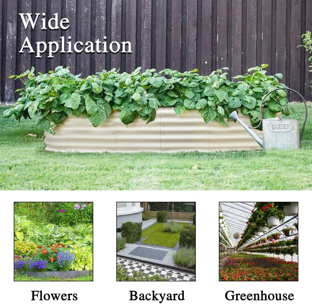 Large Raised Garden Bed 240cm Metal Planter Box 60cm High Beige