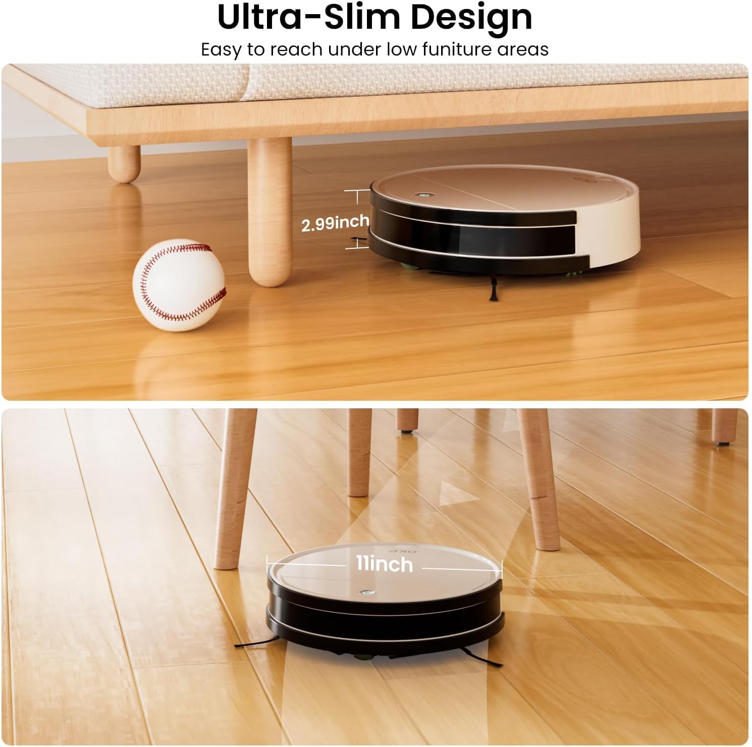 Robot Vacuum Mop 3in1 WiFi App Alexa 120Min Slim Pet Hair Clean