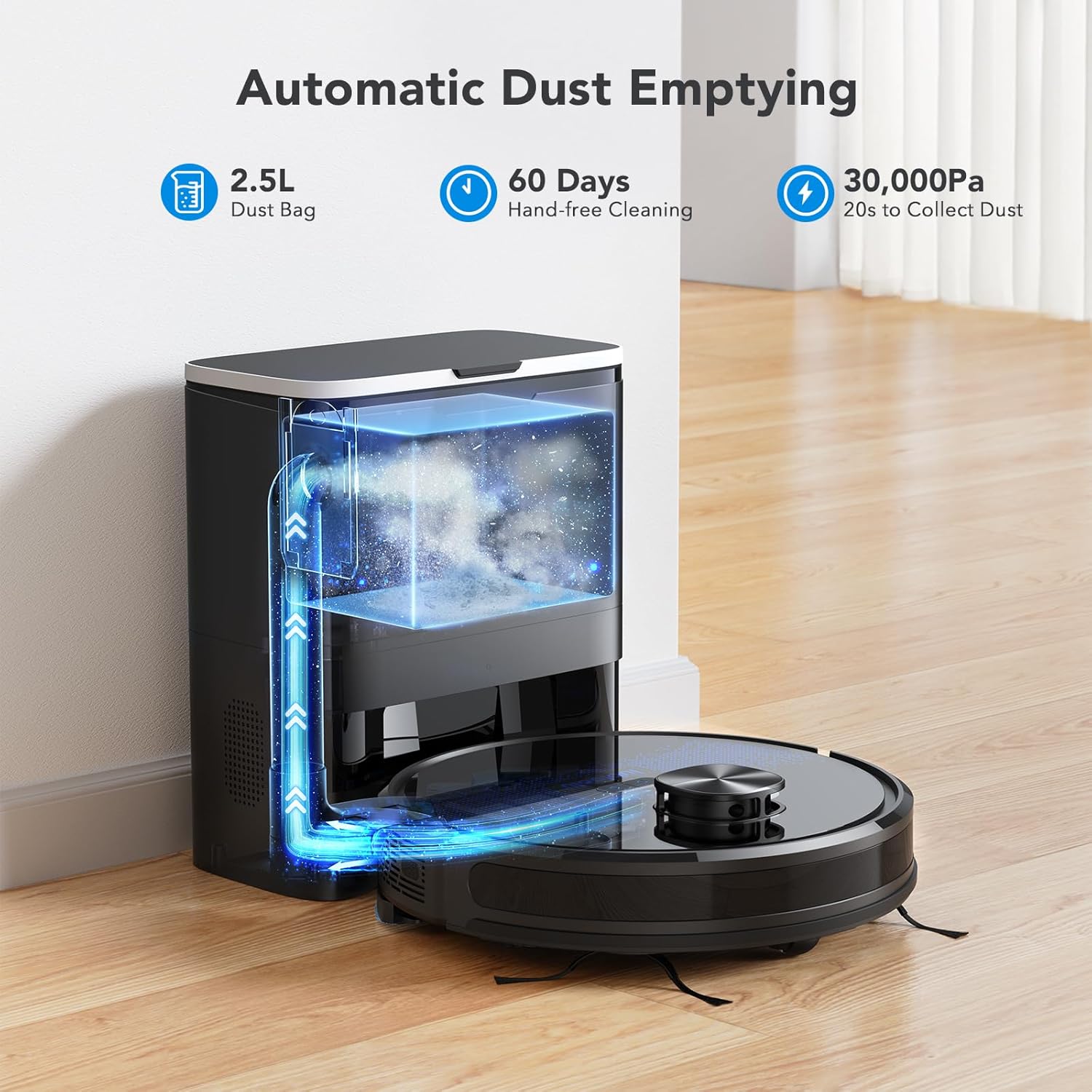Robot Vacuum Self Empty Dock 60 Day Auto Dust Station WiFi