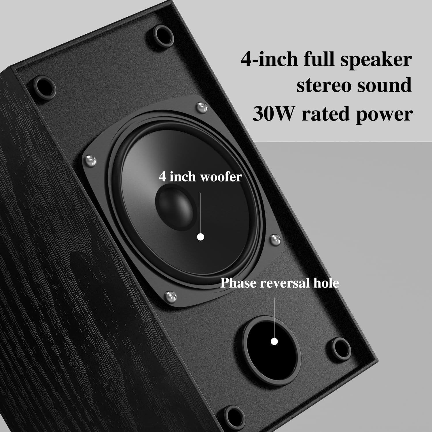 Active Bookshelf Speakers 60W Stereo 4in Woofer PC TV RCA