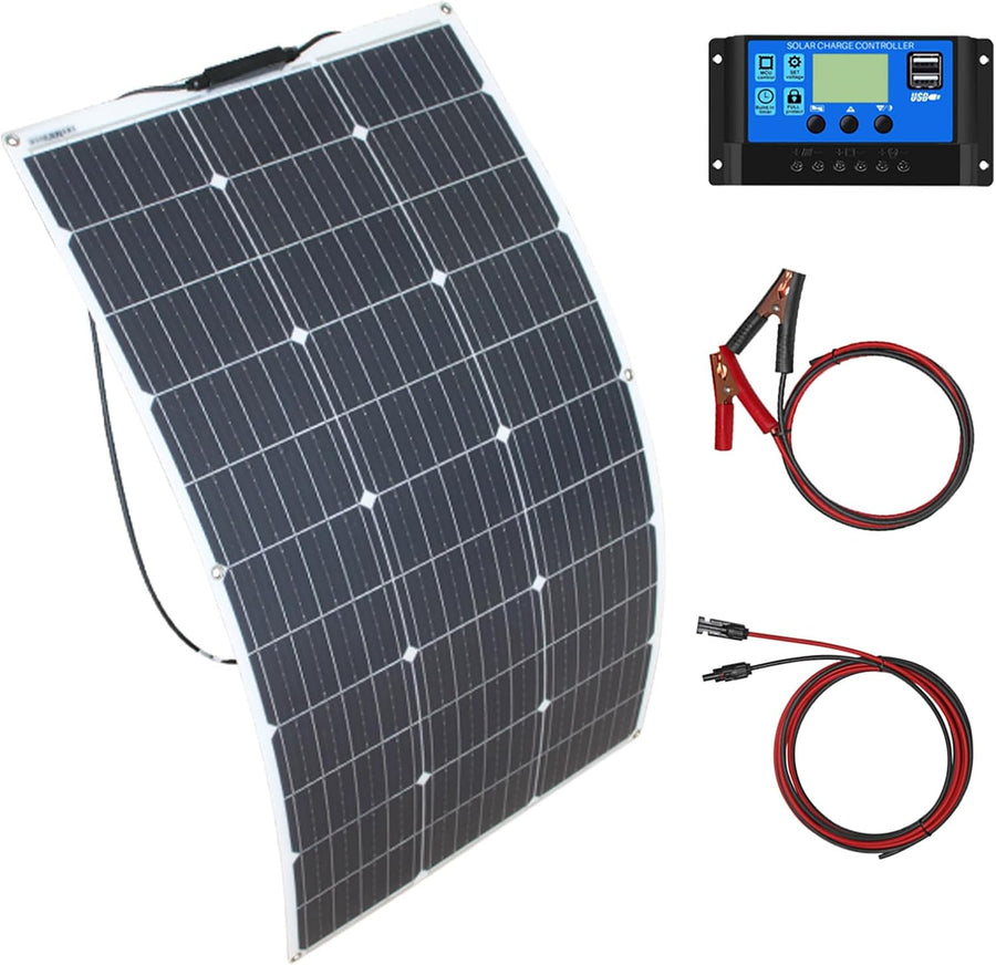 100W Flexible Solar Panel Kit 12V 24V Charge Controller
