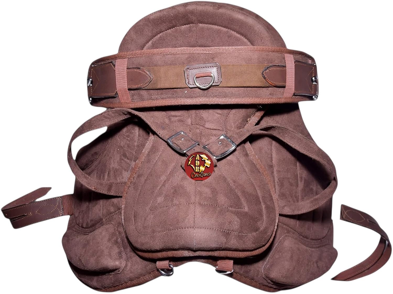 Brown Treeless English Horse Saddle 15.5 Inch Suede Seat Set