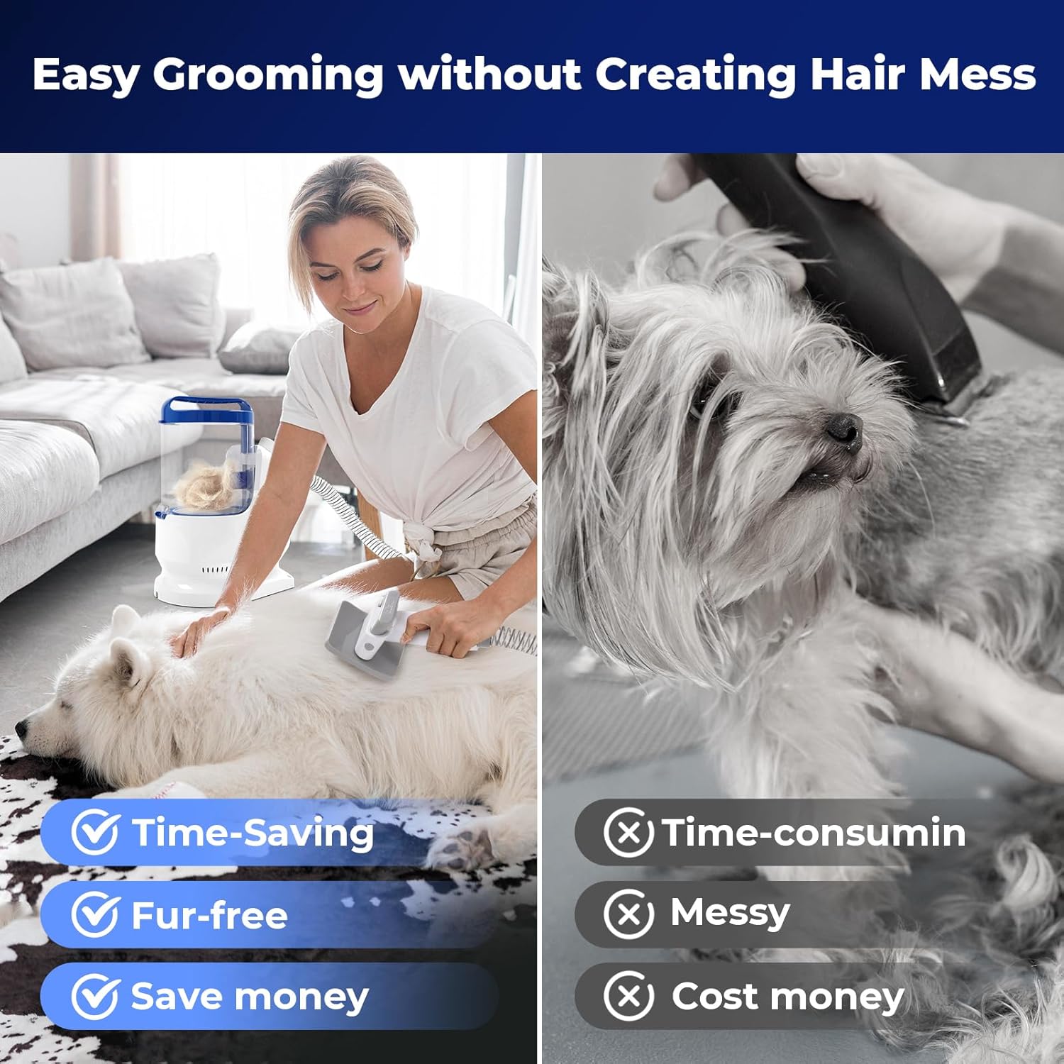 Dog Grooming Vacuum 12000Pa 3L Clipper Kit Low Noise