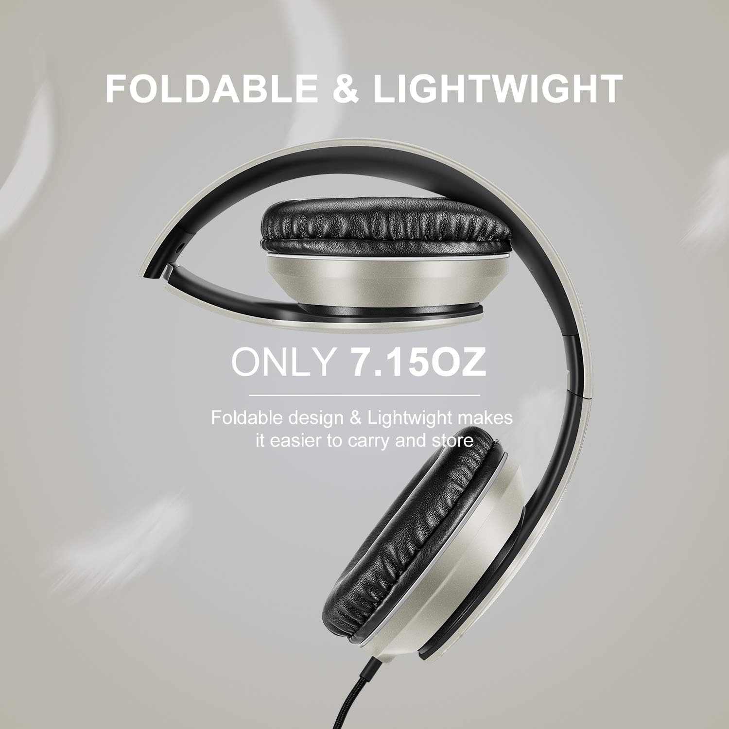 Wired Over Ear Headphones With Mic Stereo Bass 3.5mm Silver