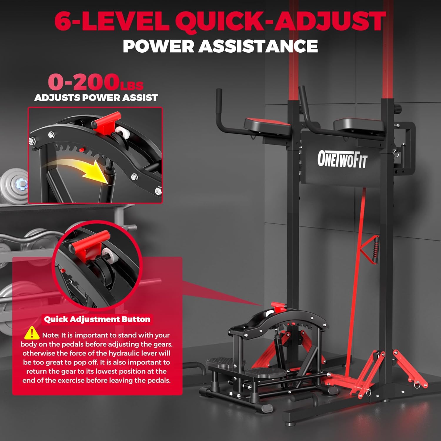 Power Tower Pull Up Dip Station Adjustable Height Strength Trainer