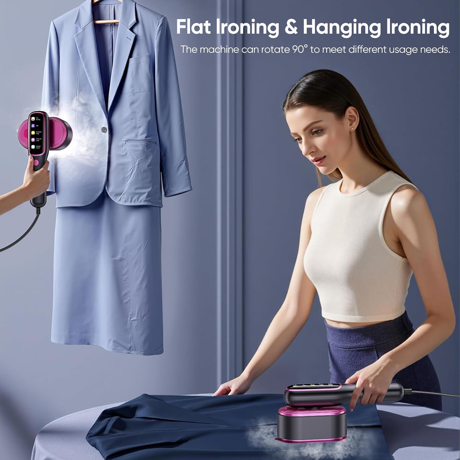 Travel Garment Steamer 1200W 2in1 15s Heat LED Foldable Iron