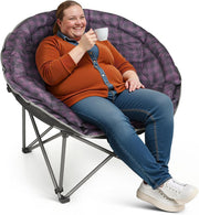 XXL Folding Moon Chair Padded Round Seat Purple