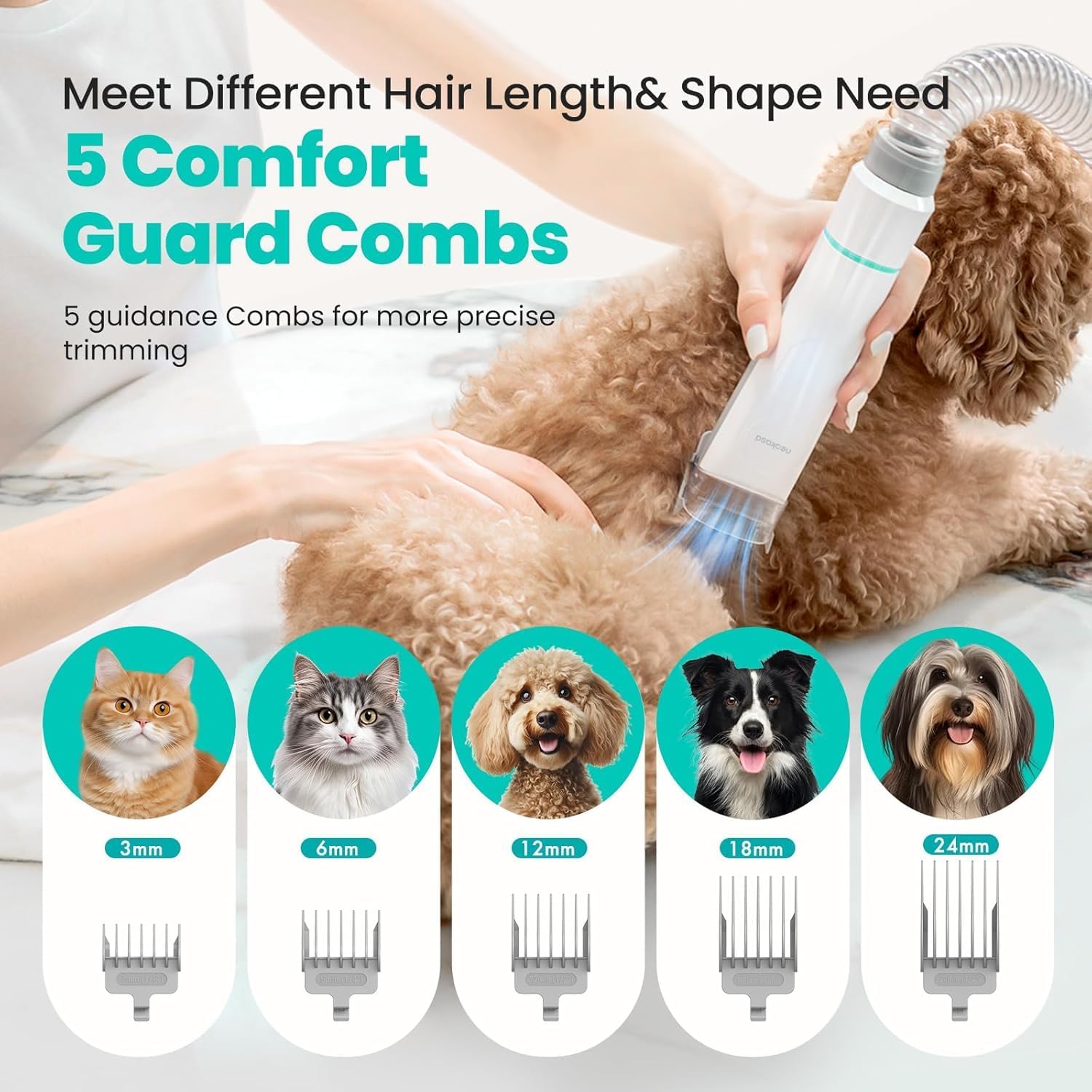 Dog Cat Grooming Vacuum 13000Pa 5 Tool Clippers Brush