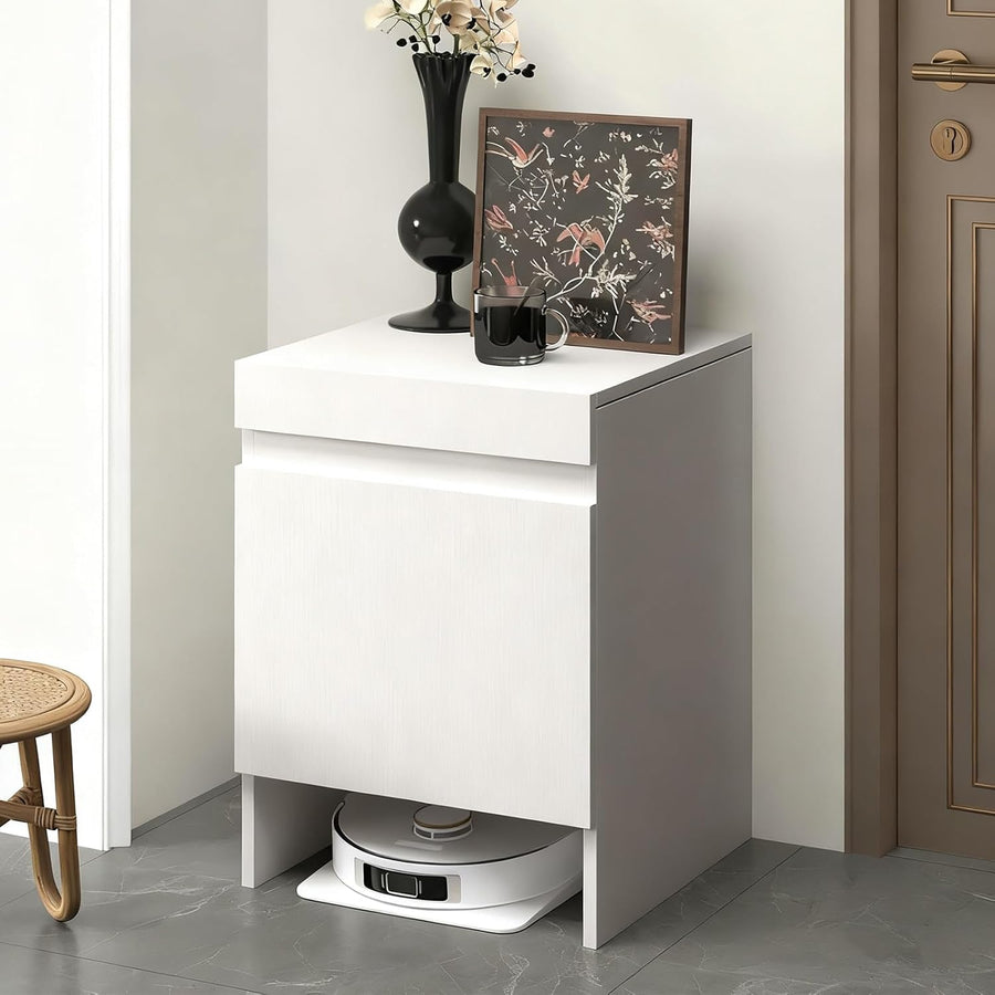 Robot Vacuum Storage Cabinet Hidden Side Table Organizer Pull Out Tray