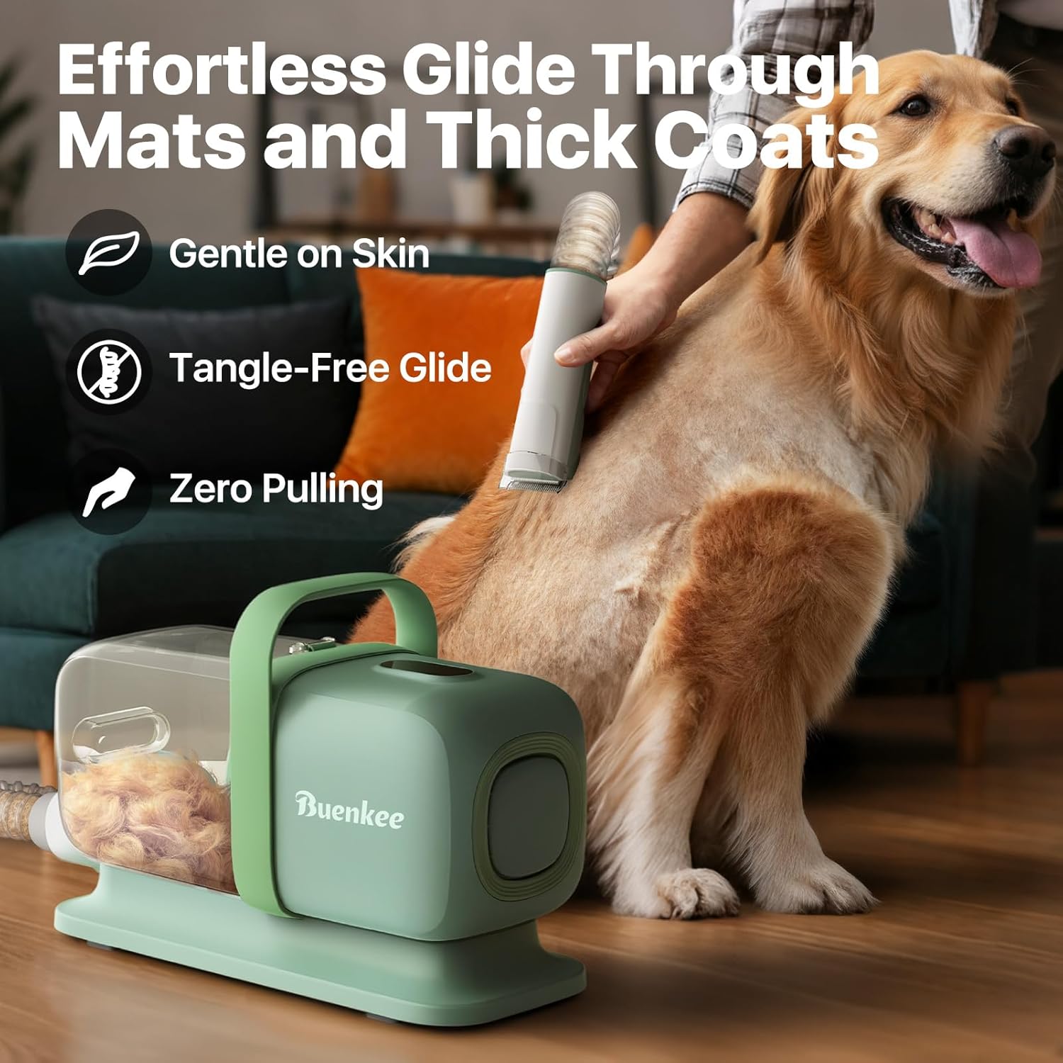 Dog Grooming Vacuum Kit 2L Quiet Clipper Brush Green