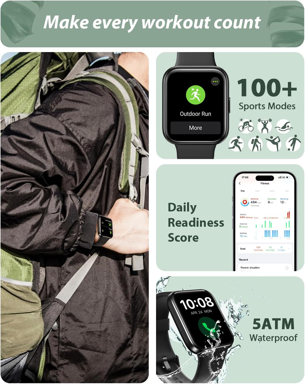 Women Smart Watch Bluetooth Calling Alexa 120 Sport Waterproof
