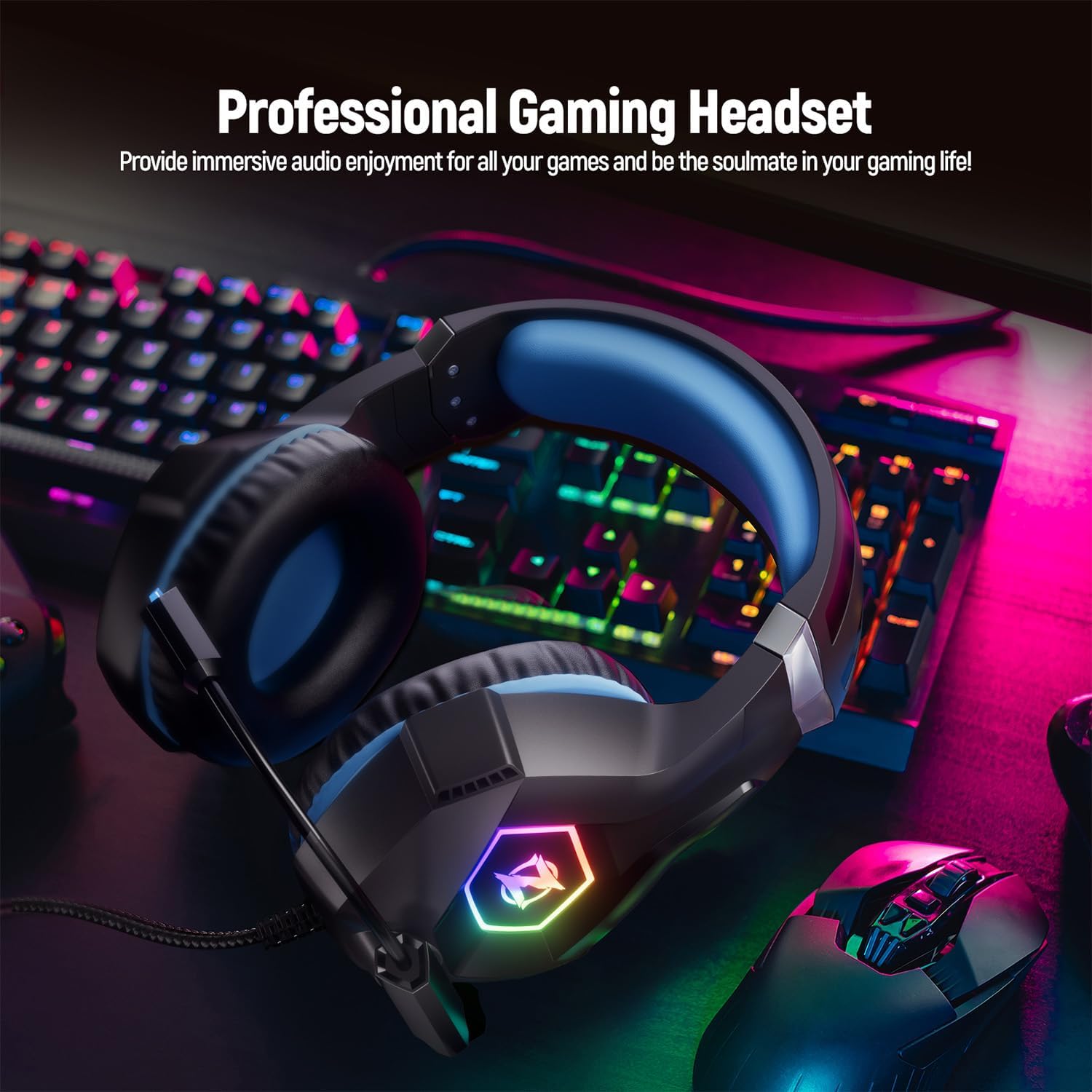 RGB Gaming Headset 50mm Stereo Surround Sound Mic 3.5mm