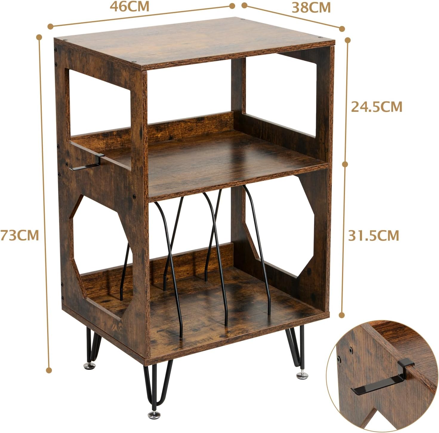 Rustic Record Player Stand with Vinyl Storage Cabinet Holds 160 Albums