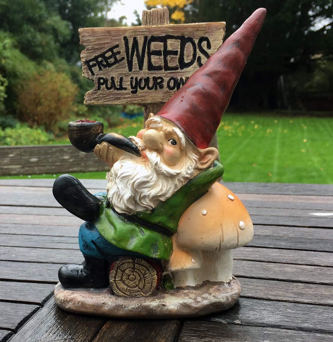 Traditional Garden Gnome Statue Weeder Sign Resin Outdoor Decor