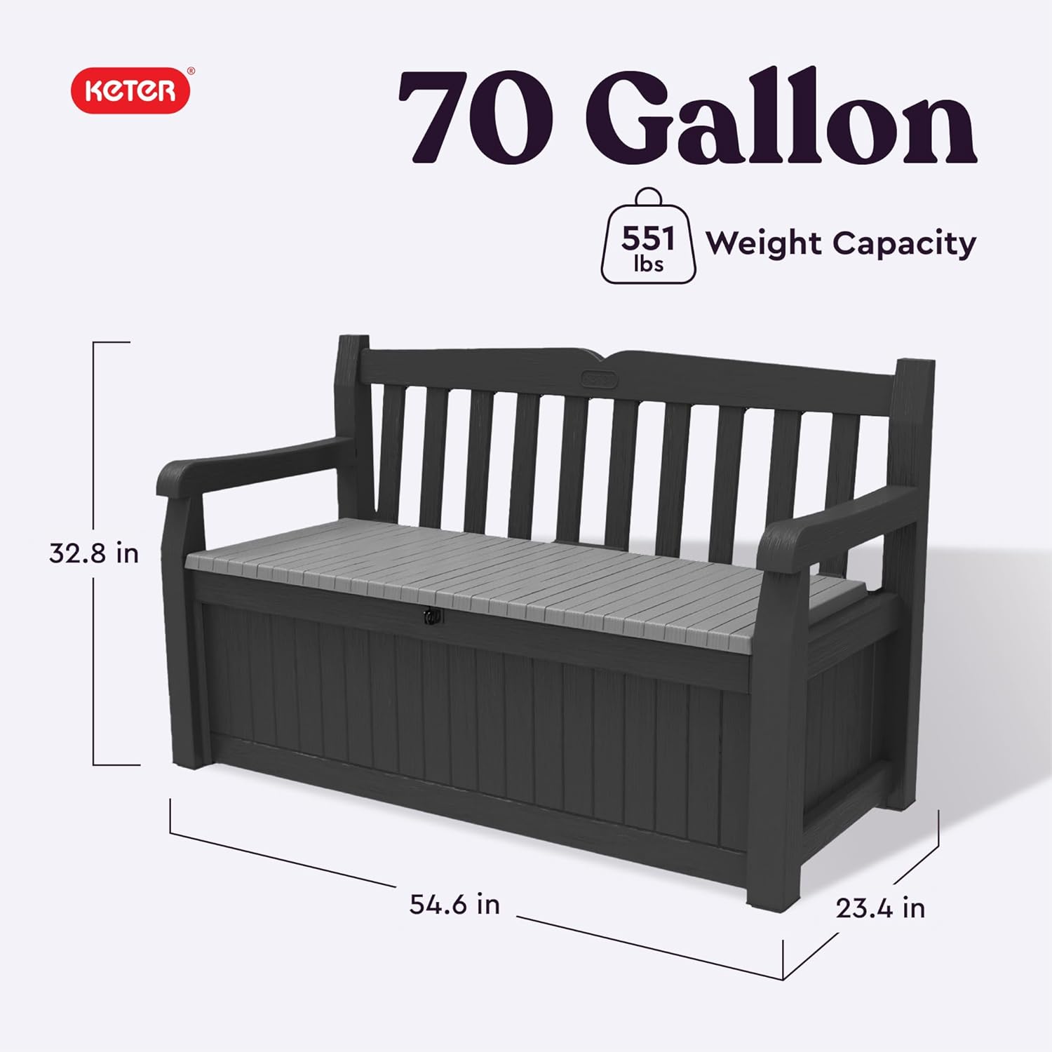 Outdoor Garden Storage Bench 70 Gallon Deck Box Patio Seat
