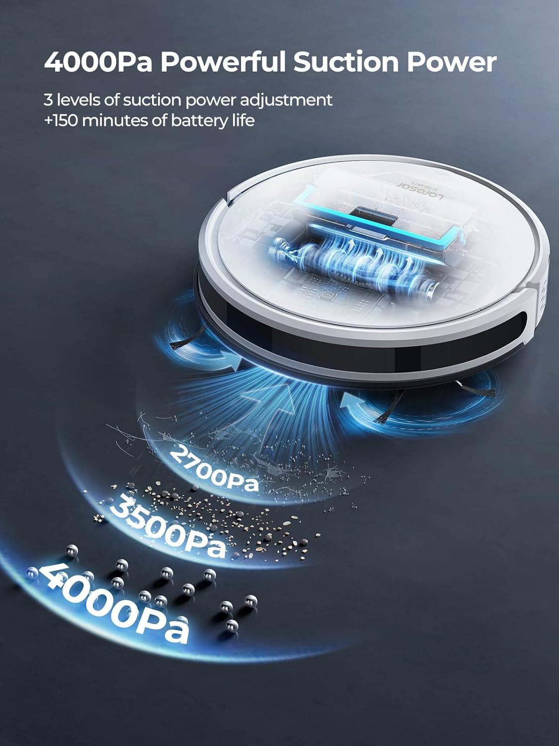 Robot Vacuum Mop 4000Pa Slim 150Min Runtime App Alexa Pet Hair