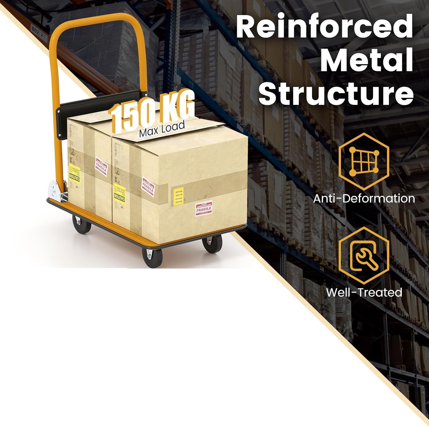 150KG Folding Platform Trolley Flatbed Push Cart Dolly