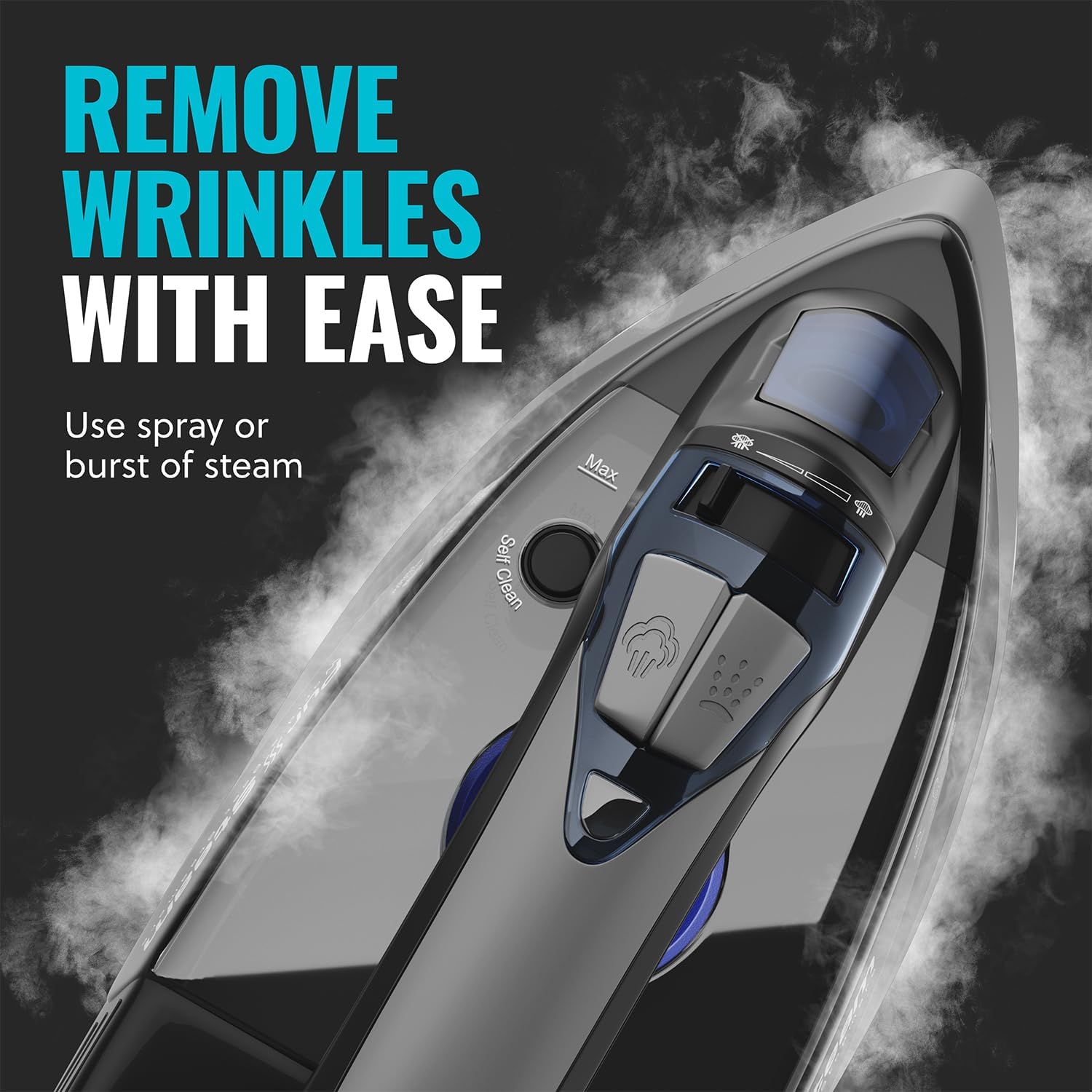 Powerful Steam Iron 3050W Stainless Soleplate Self Clean Auto Shutoff