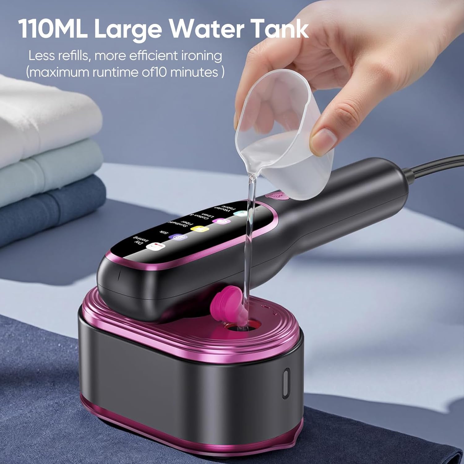 Travel Garment Steamer 1200W 2in1 15s Heat LED Foldable Iron